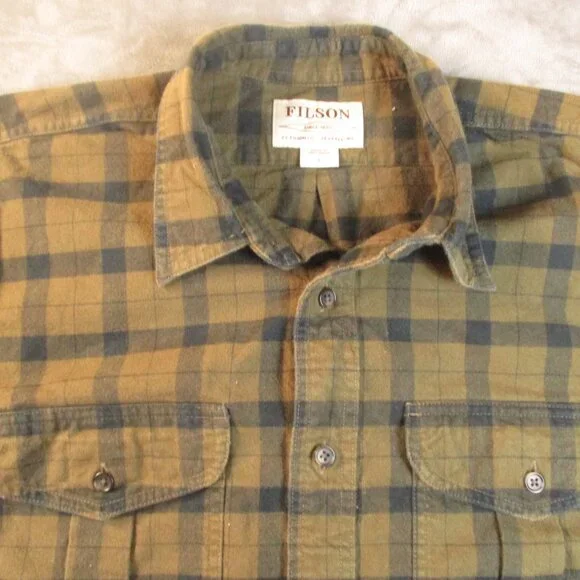 Filson Alaskan Guide Flannel Shirt Men’s Large Brown Green Plaid Shacket